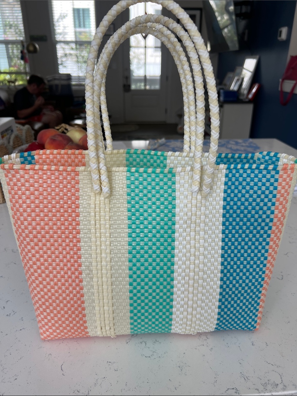 Woven plastic tote bag